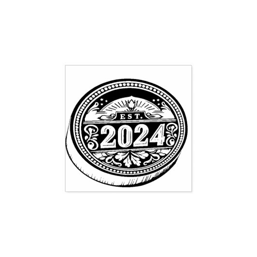 EST 2024 muntstempel Rubberstempel (Afrduk)