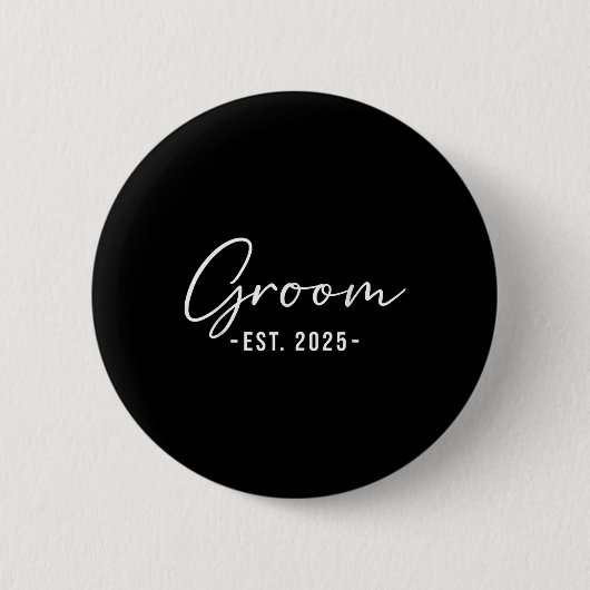 Est. 2025 Matching Getting Ready Bruid Bruidegom Ronde Button 5,7 Cm (Voorkant)