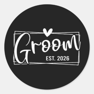 Est. 2026 Man trouwt met verloofde Ronde Sticker