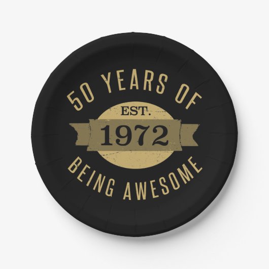 Established 1972 50th Birthday Papieren Bordje (Voorkant)