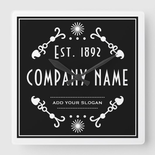 Established Business Name, Decorative Vierkante Klok (Voorkant)