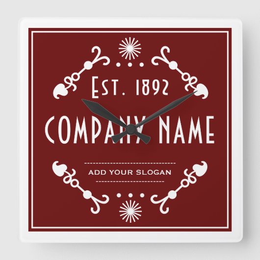 Established Business Name, Decorative Vierkante Klok (Voorkant)