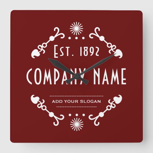 Established Business Name, Decorative Vierkante Klok (Voorkant)