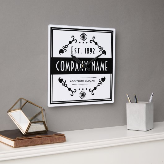 Established Business Name, Decorative Vierkante Klok (Kantoor)