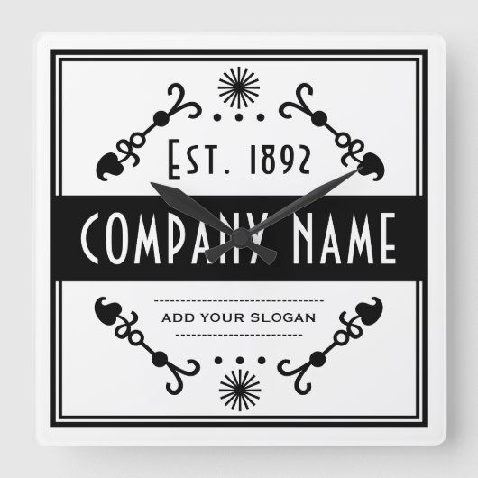 Established Business Name, Decorative Vierkante Klok (Voorkant)