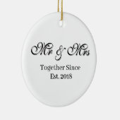 Established Year Personalized Couple Design Keramisch Ornament (Rechts)