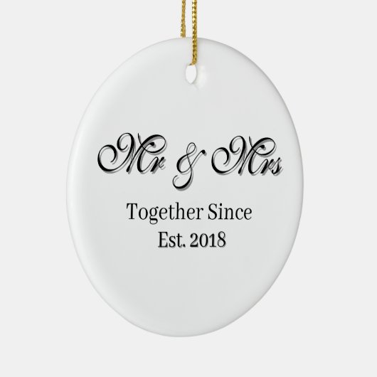 Established Year Personalized Couple Design Keramisch Ornament (Rechts)