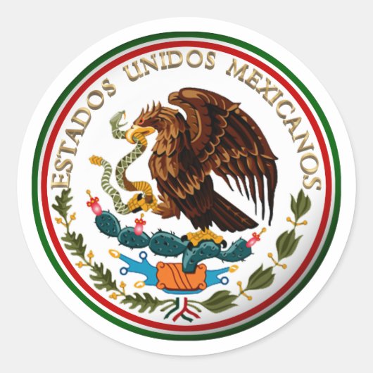 Estados Unidos Mexicanos (Eagle from Mexican Flag) Ronde Sticker (Voorkant)