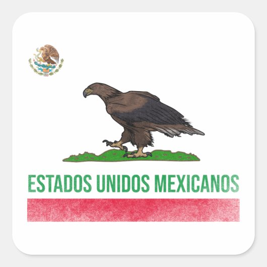 Estados Unidos Mexicanos - Mexico en Californië Vierkante Sticker (Voorkant)