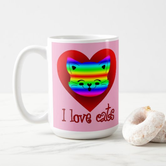 Estampa Animal - I Love Cats - Caneca Koffiemok (Met donut)