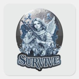 Estampa Anjo – Cyberpunk Guardian Angel - Adesivo Vierkante Sticker