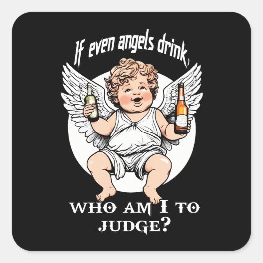 Estampa Anjo - Funny Guardian Angel – Adesivo Vierkante Sticker (Voorkant)