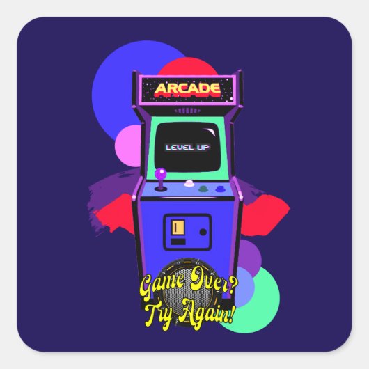 Estampa Game - Retro Arcade Game - Adesivo Vierkante Sticker (Voorkant)