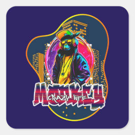 Estampa Graffiti Art Monkey Rap Hip Hop - Adesivo Vierkante Sticker