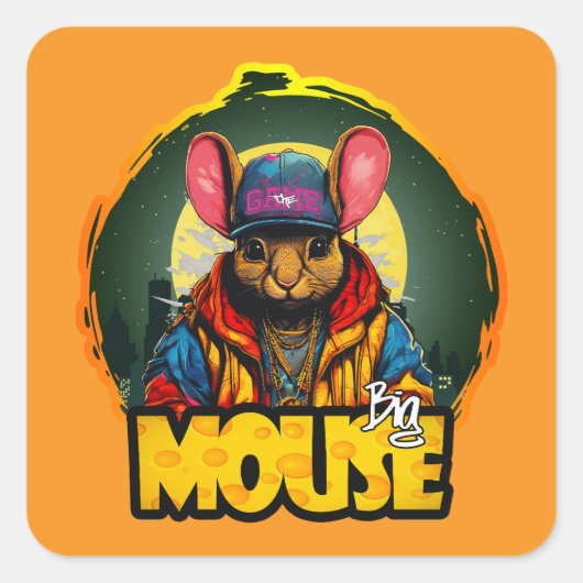 Estampa Hip Hop - Big mouse - Adesivo Vierkante Sticker (Voorkant)