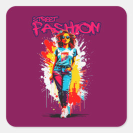 Estampa Moda - Street Fashion - Adesivo Vierkante Sticker