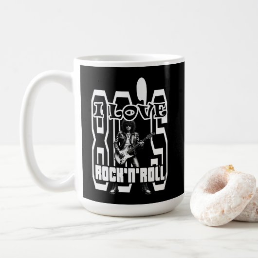 Estampa Rock - I Love 80s Rock’n’Roll – Caneca Koffiemok (Met donut)