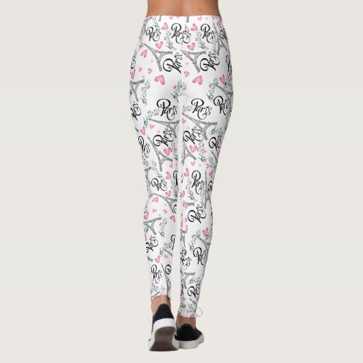 estampado integral de parís con notas musicales leggings (Achterkant)