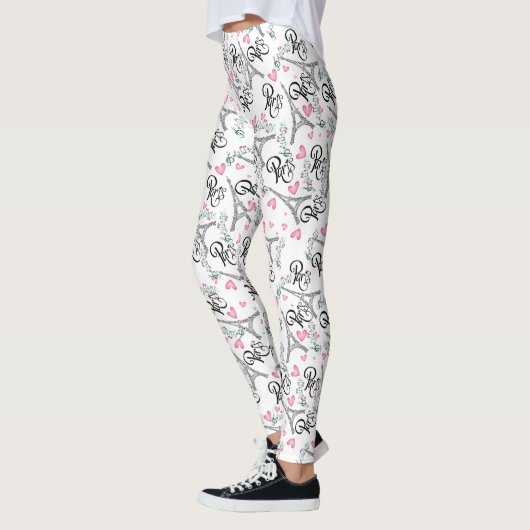 estampado integral de parís con notas musicales leggings (Links)