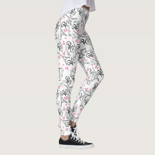 estampado integral de parís con notas musicales leggings (Rechts)
