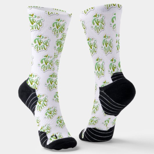 estampado integral te amo en verde sokken (Gebogen)