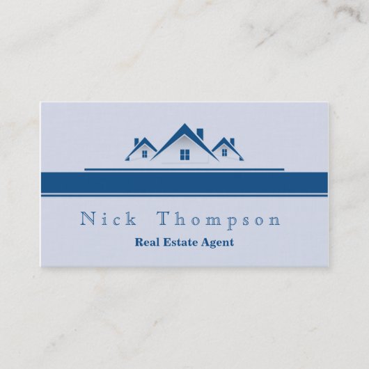 Estate Agent Architect Blue Elegant Light Visitekaartje (Voorkant)