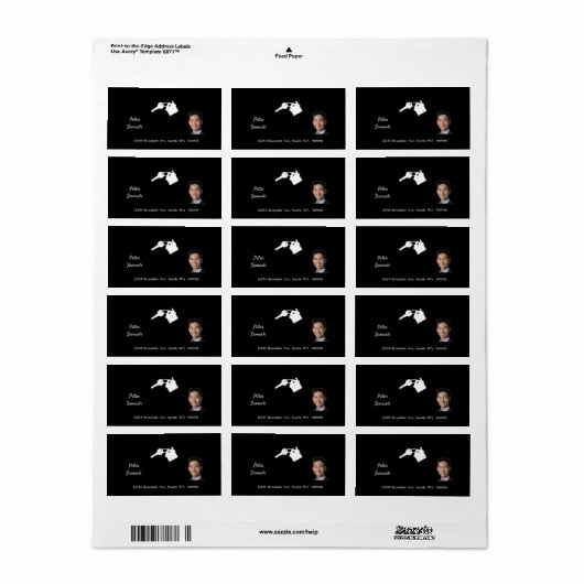 Estate Agent Black Return Address Label (Full Sheet)