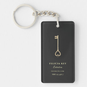 Estate Agent Custom Name Gold Key Logo Sleutelhanger