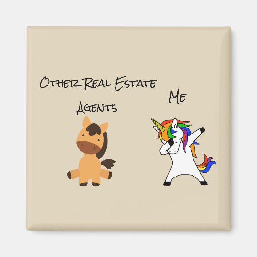 Estate Agent Gift Horse Dabbing Unicorn Magneet (Voorkant)