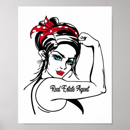 Estate agent Rosie de Riveter omhoog Poster (Voorkant)
