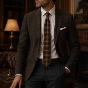 Estate Autumn Heritage Plaid Luxe Bruin Kameel Stropdas
