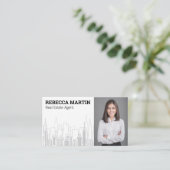 Estate Business Woman | Achtergrond stad Visitekaartje (Staand voorkant)