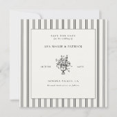 Estate Chic Black Stripe Bloemen Vaas Foto Huwelij Save The Date (Voorkant)