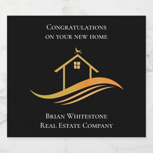 Estate Chic Custom Realtor Housewarming Party Sparkling Wijnetiket (Enkel label)