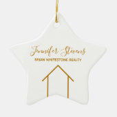 Estate Chic Gold White - kerstster Keramisch Ornament (Voorkant)