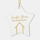 Estate Chic Gold White - kerstster Keramisch Ornament (Links)
