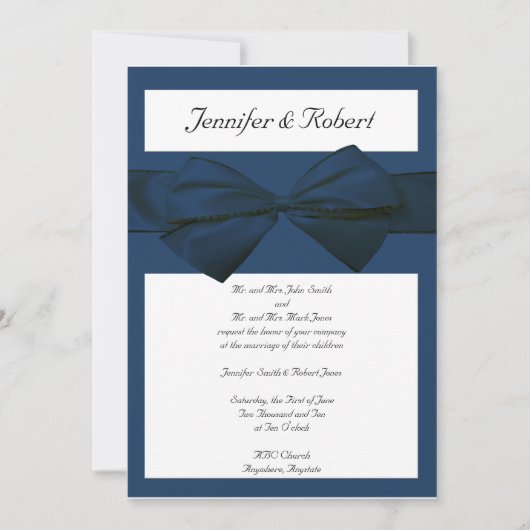 Estate Collectie Marine Blue Wedding Invitation Kaart (Voorkant)