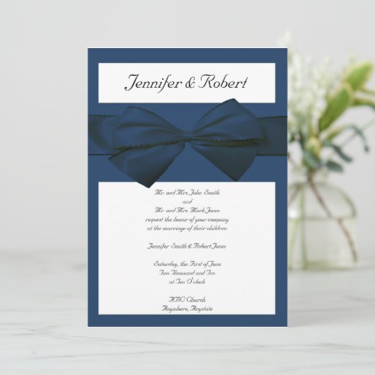Estate Collectie Marine Blue Wedding Invitation Kaart (Staand voorkant)