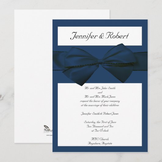 Estate Collectie Marine Blue Wedding Invitation Kaart (Voorkant / Achterkant)