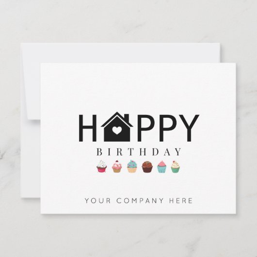 Estate Cupcake Happy Birthday Kaart (Voorkant)