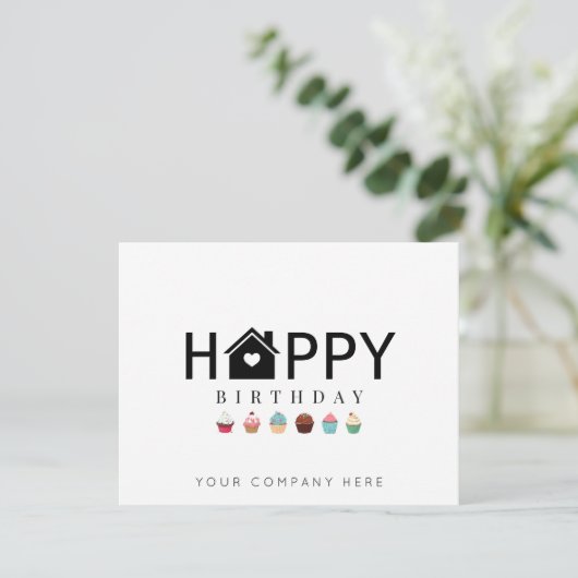 Estate Cupcake Happy Birthday Kaart (Staand voorkant)