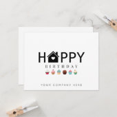 Estate Cupcake Happy Birthday Kaart (Voorkant / Achterkant in situ)