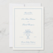 Estate Floral Elegant Blauw Lijst Foto bruiloft Save The Date (Voorkant)