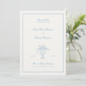 Estate Floral Elegant Blauw Lijst Foto bruiloft Save The Date (Staand voorkant)