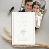 Estate Floral Elegant Blauw Lijst Foto bruiloft Save The Date