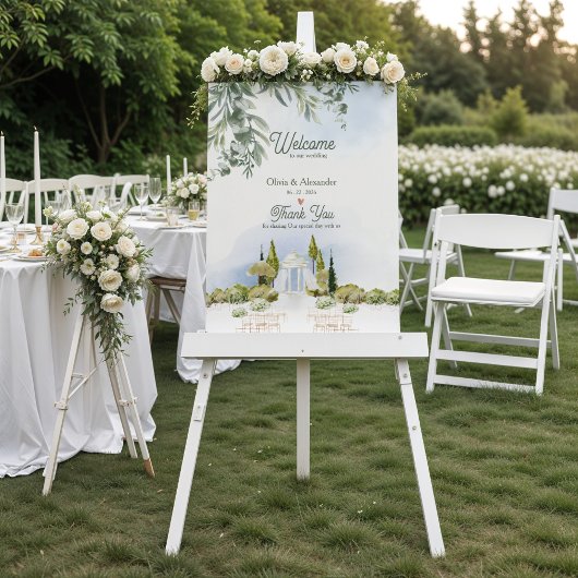 Estate Garden Pavilion Wedding Welcome Sign Poster