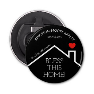 Estate House Heart Custom Button Flesopener