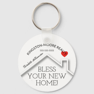 Estate House Heart Custom Realtor Business Sleutelhanger
