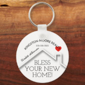 Estate House Heart Custom Realtor Business Sleutelhanger (Achterkant)