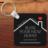 Estate House Heart Custom Realtor Business Sleutelhanger (Voorkant)